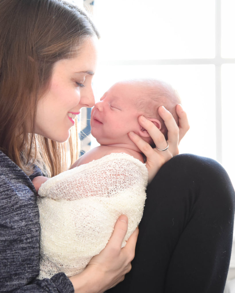 gena jaffe holding her baby, Parker- born from RIVF