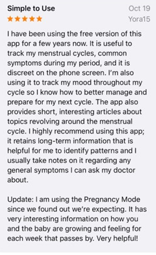 screenshot of period tracker by GP Apps review 