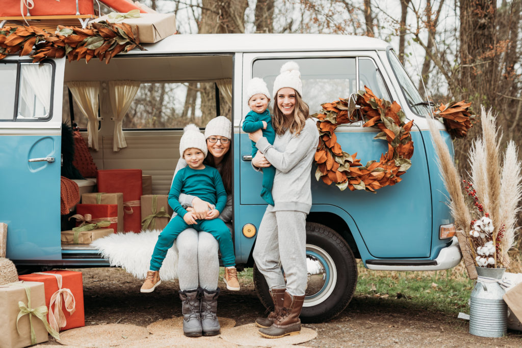 Jaffe family posing for a holiday photoshoot together 