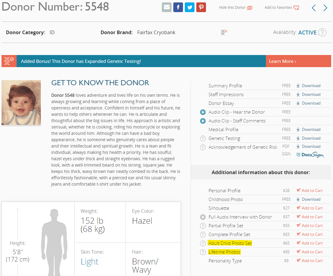 Lifetime and Adult Sperm Donor Photos Fairfax Cryobank