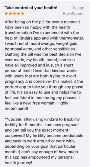 screenshot of Kindara: Fertility Tracker review 