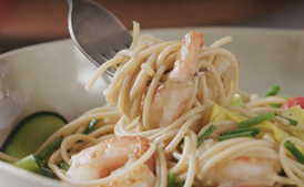 ribbony shrimp and pasta scampi